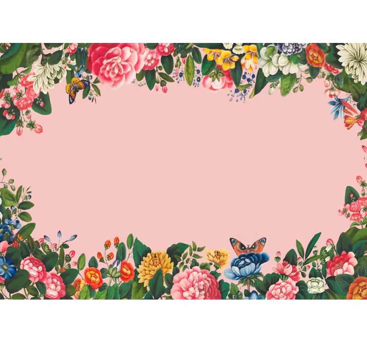 Mural de pared flores elegante diseño floral rosa. - TenVinilo