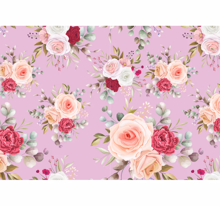 Mural de pared flores diseño de ramo floral - TenVinilo