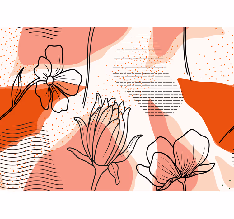 Mural de pared flores arte lineal floral - TenVinilo