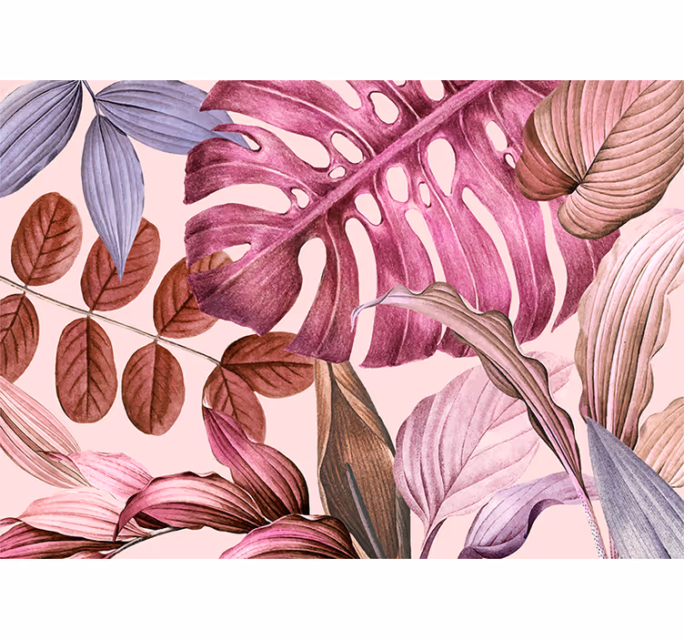 Mural de pared flores hojas tropicales vivas - TenVinilo