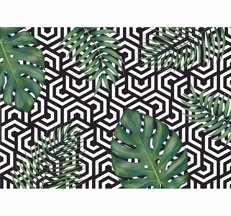 Fotomural texturas patrón de hojas geométricas - TenVinilo