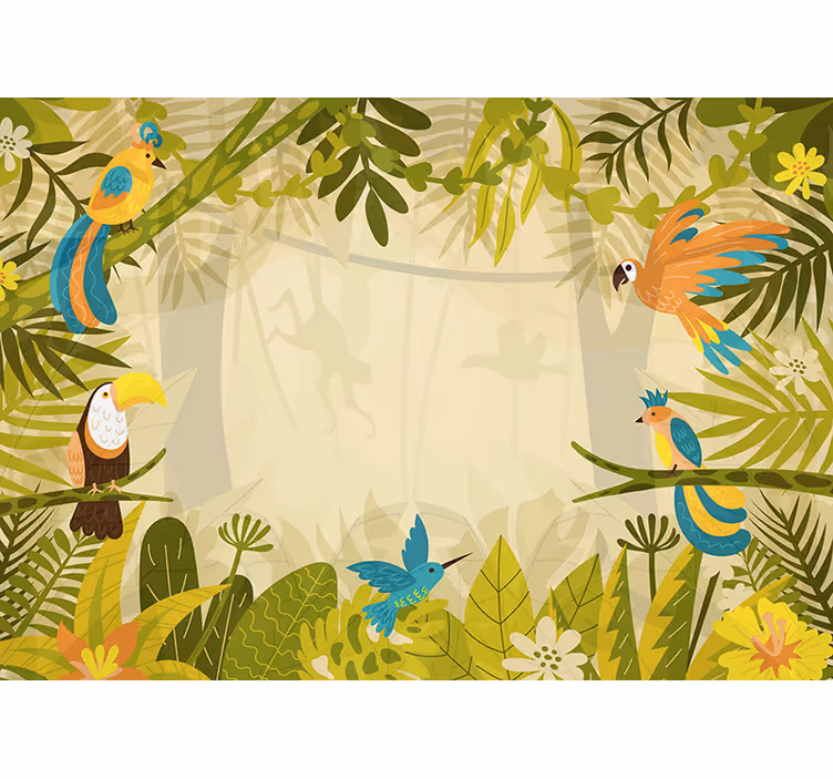 Fotomural selva pájaros coloridos de la jungla - TenVinilo