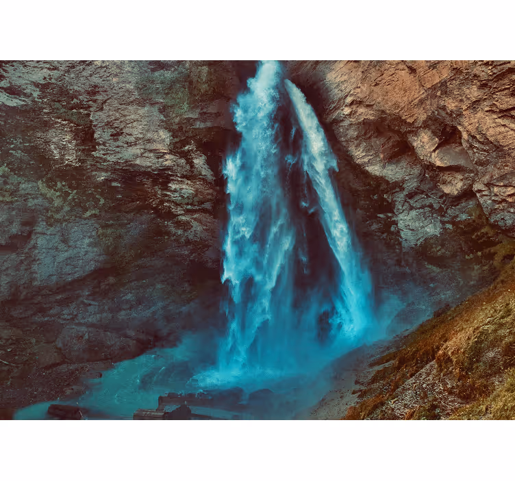 Fotomural montañas perspectiva gran cascada - TenVinilo