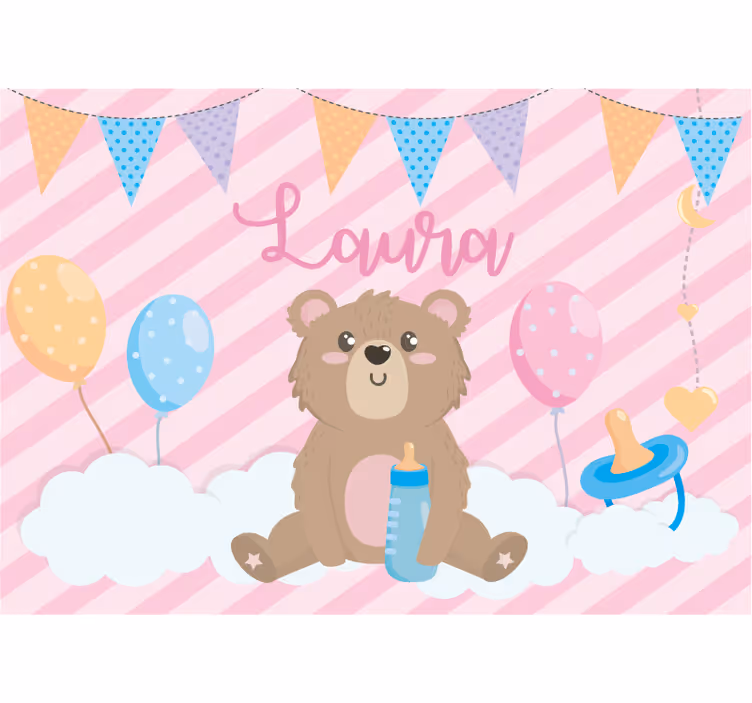 Mural de pared infantil ilustración de oso lindo - TenVinilo