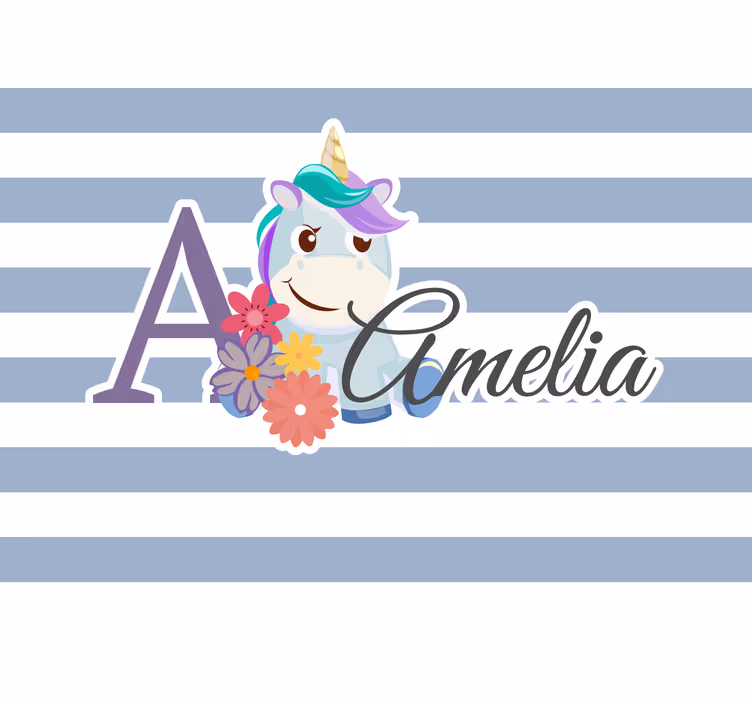 Fotomural personalizable tema de unicornio encantador - TenVinilo