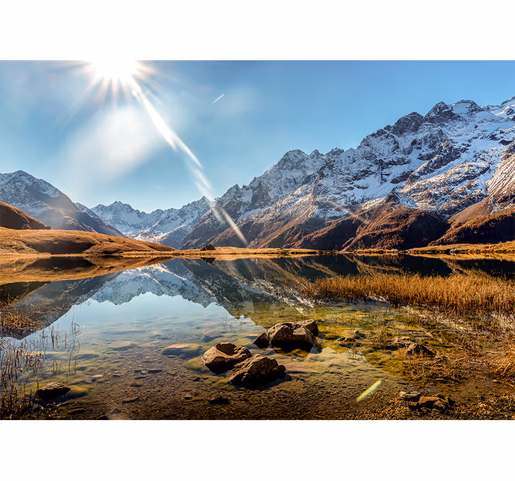Papel pintado paisaje reflejo del lago de montaña - TenVinilo
