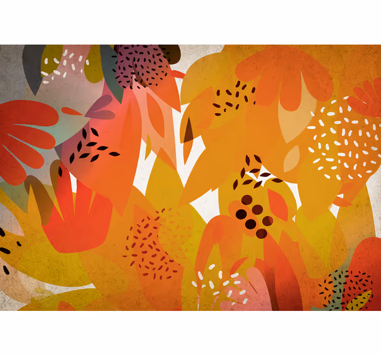 Mural de pared flores motivos de hojas vibrantes - TenVinilo