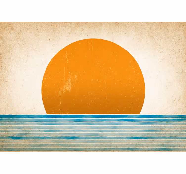 Papel pintado paisaje atardecer sobre el agua - TenVinilo