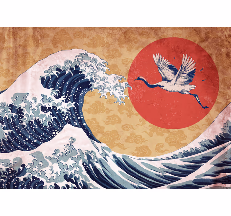 Fotomural naturaleza grulla en olas crecientes - TenVinilo