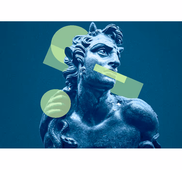 Fotomural arte estatua con formas geométricas - TenVinilo