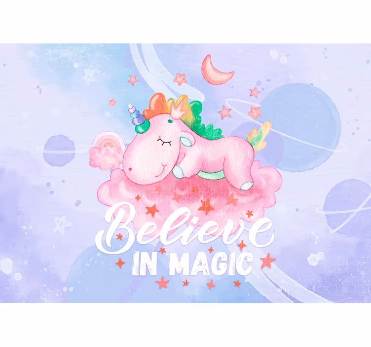 Mural de pared infantil nube de sueños unicornio - TenVinilo