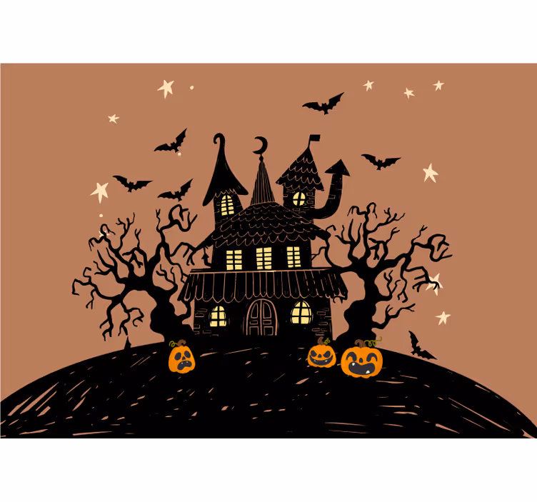 Fotomural halloween castillo de calabazas embrujado - TenVinilo