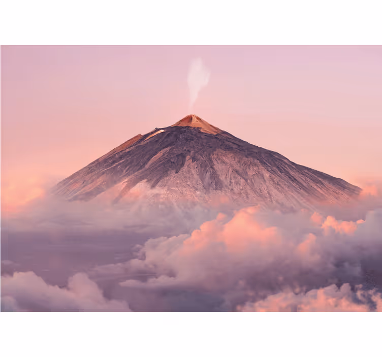 Fotomural montañas pico del volcán humeante - TenVinilo