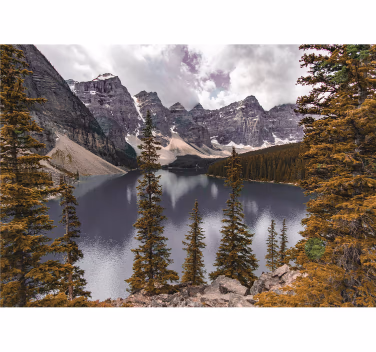 Papel pintado paisaje lago de montaña pacífico - TenVinilo