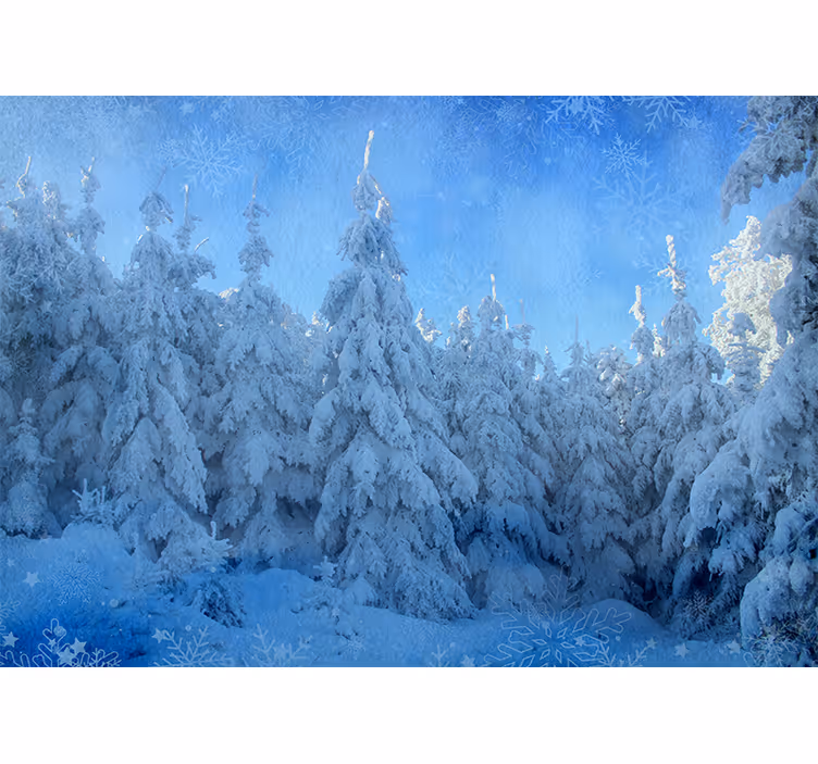 Fotomural bosque Árboles de pino nevados - TenVinilo