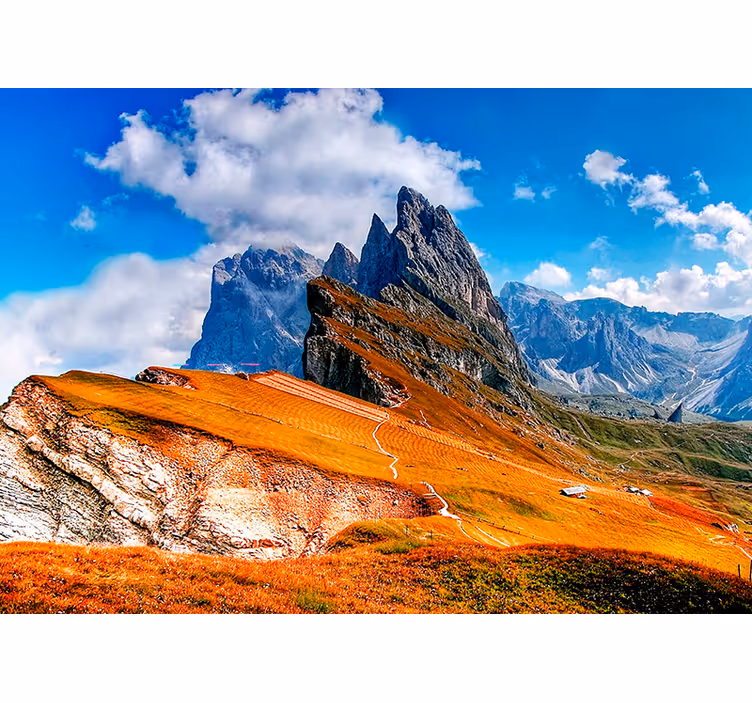 Papel pintado paisaje panorama de picos montañosos - TenVinilo