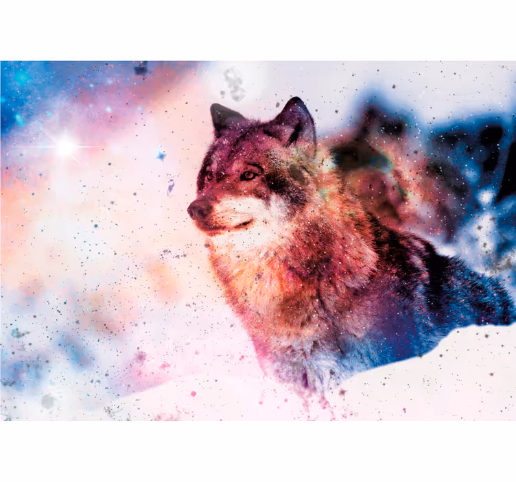 Fotomural animales lobo cósmico solitario - TenVinilo