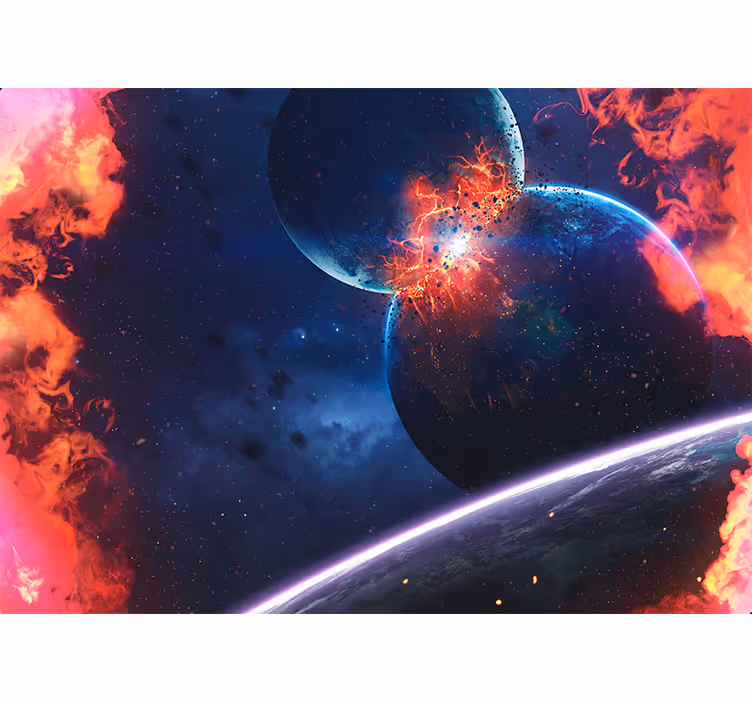 Fotomural espacio colisión cósmica explosiva - TenVinilo