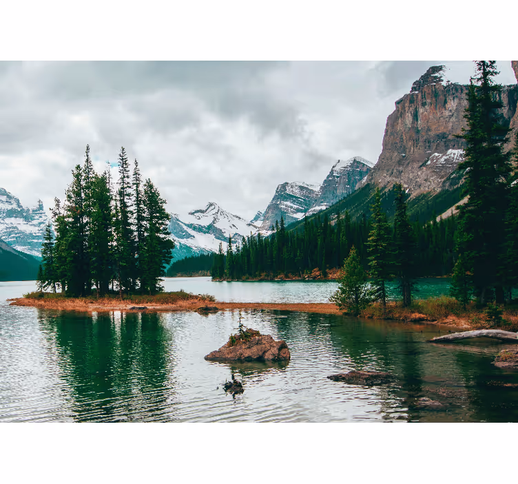 Papel pintado paisaje lago alpino tranquilo - TenVinilo
