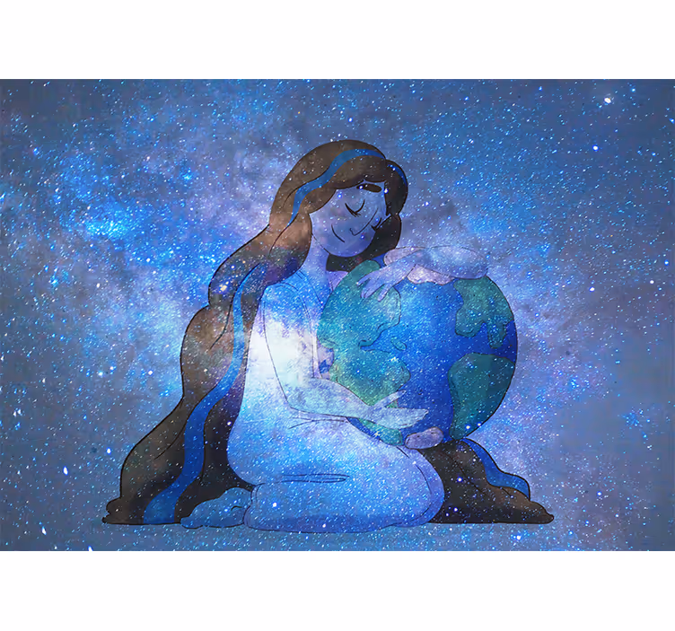Fotomural espacio abrazando el planeta tierra - TenVinilo