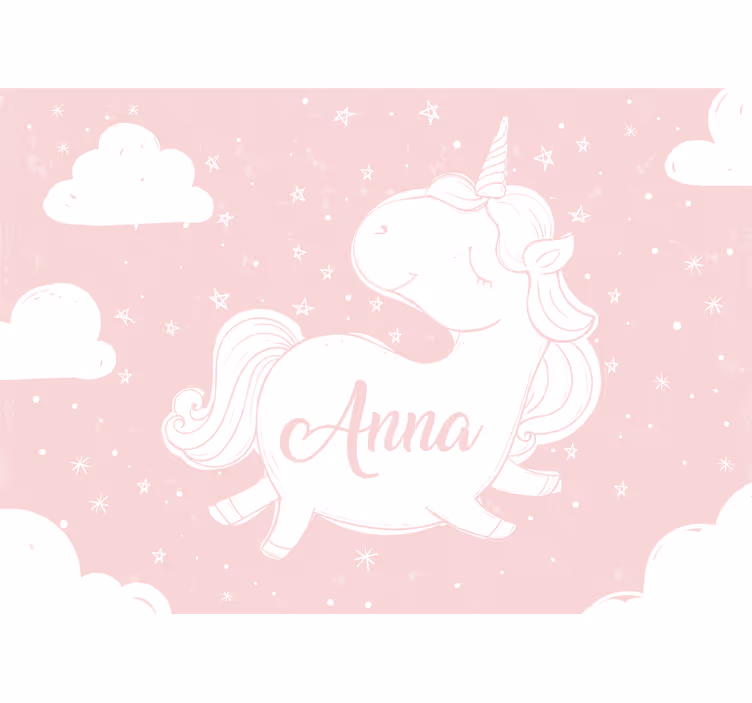 Mural de pared infantil diseño de unicornio juguetón - TenVinilo
