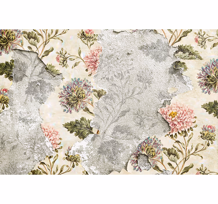 Mural de pared flores patrón floral vintage - TenVinilo