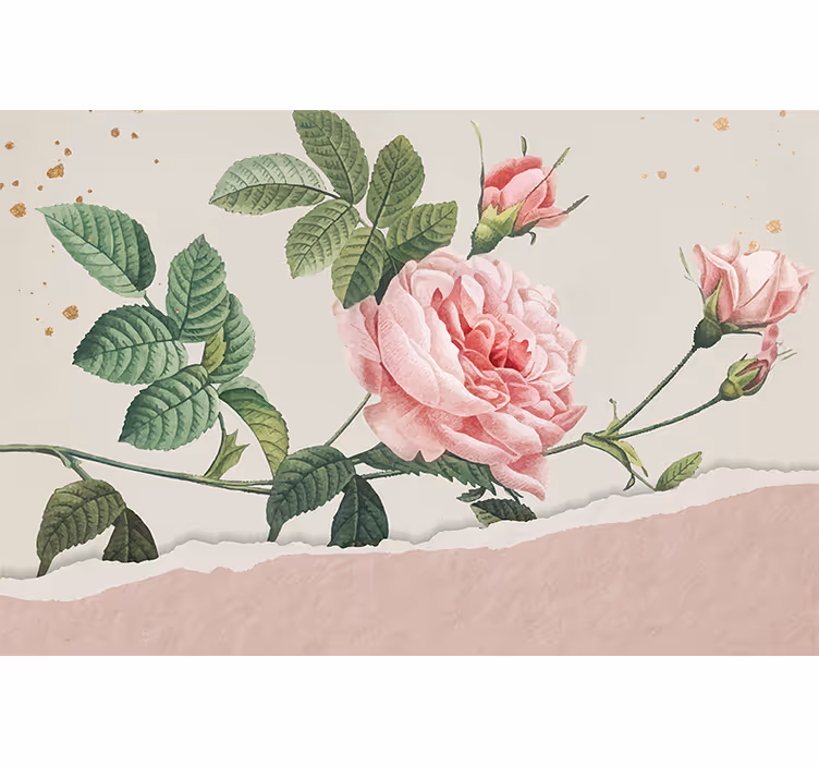 Mural de pared flores ramo de rosas rosas - TenVinilo