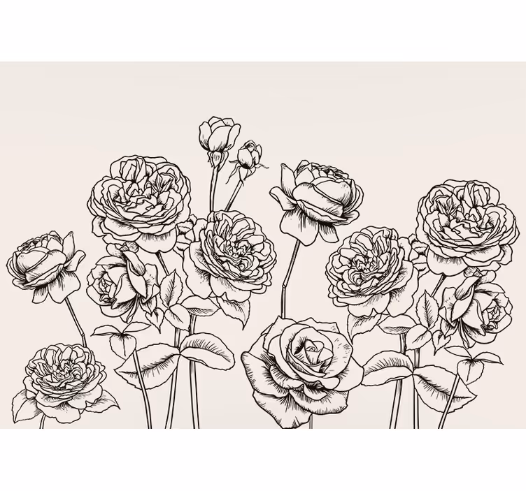 Mural de pared flores diseño de rosa elegante - TenVinilo