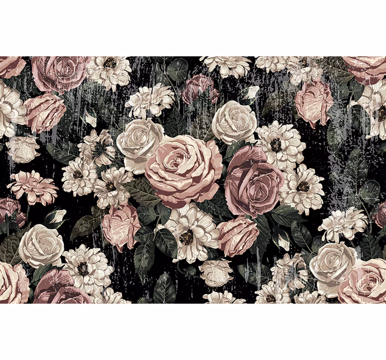 Mural de pared flores estallido floral vintage - TenVinilo