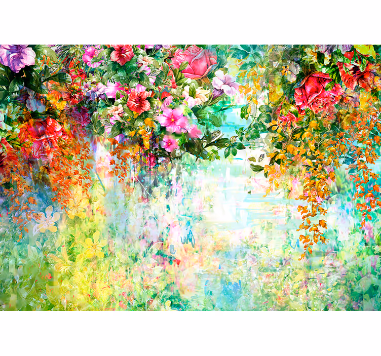 Mural de pared flores diseño de flores en flor - TenVinilo