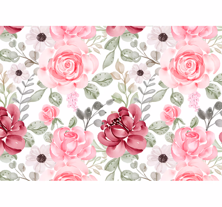 Mural de pared flores patrón floral en flor - TenVinilo