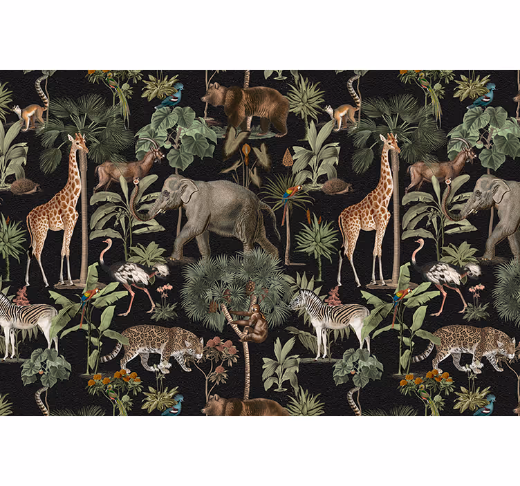 Fotomural animales escena de selva salvaje - TenVinilo