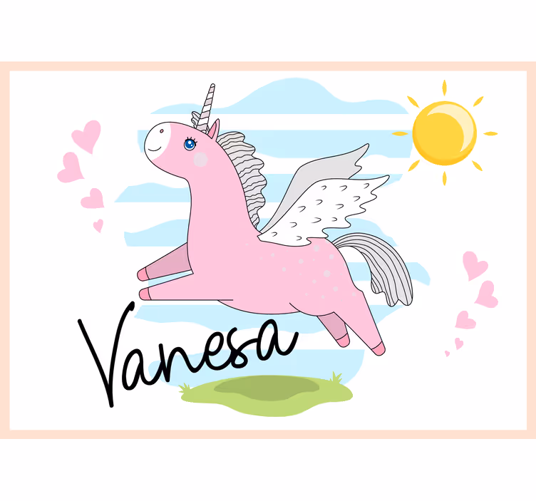 Fotomural de amor aventura del unicornio rosa - TenVinilo