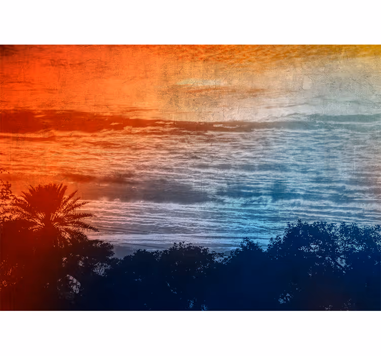 Papel pintado paisaje crepúsculo sobre las olas - TenVinilo
