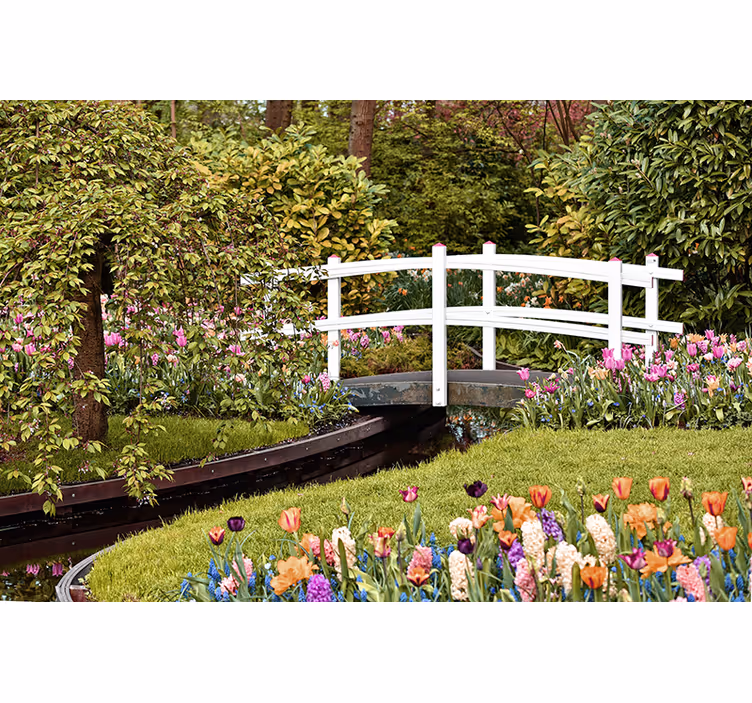 Papel pintado paisaje puente del jardín sereno - TenVinilo