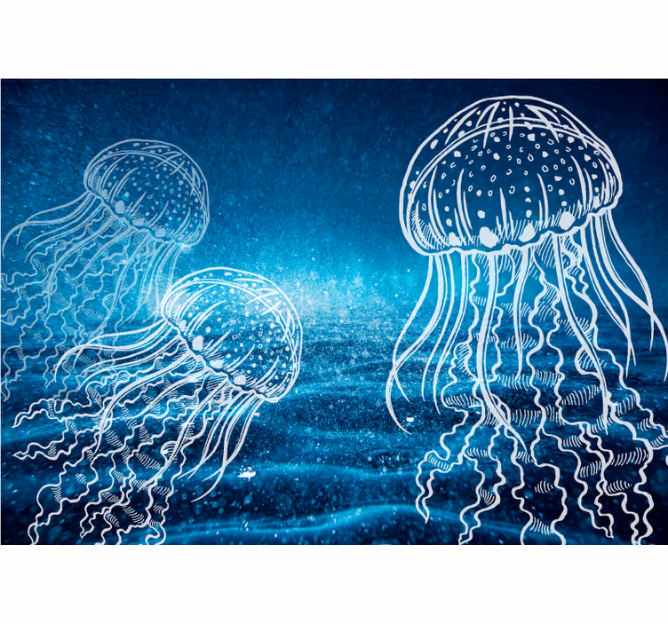 Mural para baño danza elegante de las medusas - TenVinilo