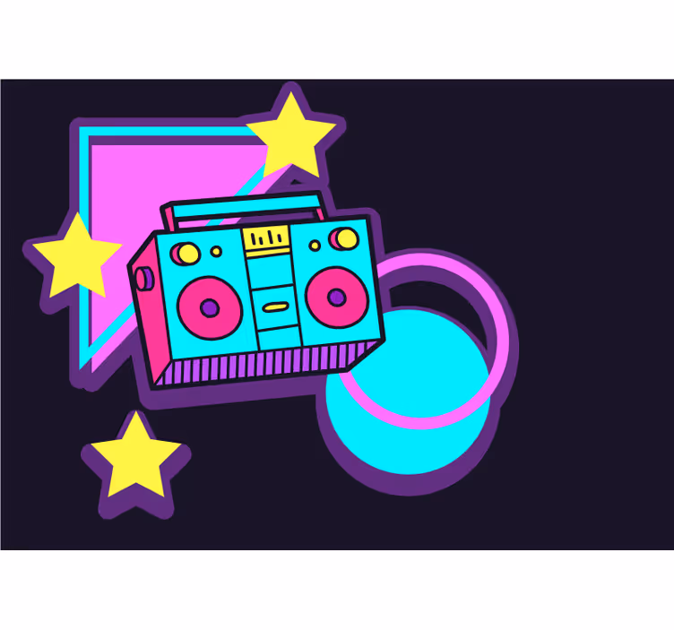 Fotomural de música elementos retro boombox - TenVinilo