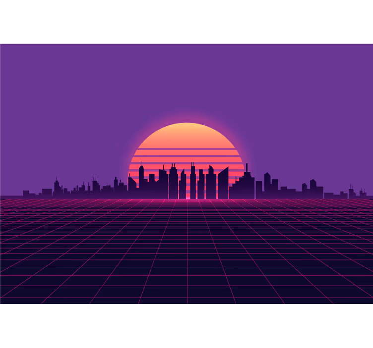 Fotomural ciudad silueta de ciudad al atardecer - TenVinilo