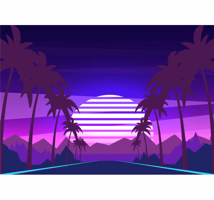 Papel pintado paisaje escape al atardecer tropical - TenVinilo