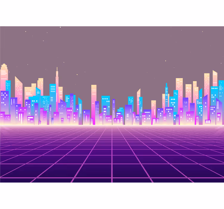 Fotomural ciudad horizonte urbano futurista - TenVinilo