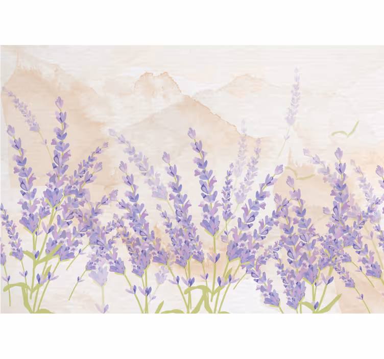 Mural de pared flores escena de campos de lavanda - TenVinilo