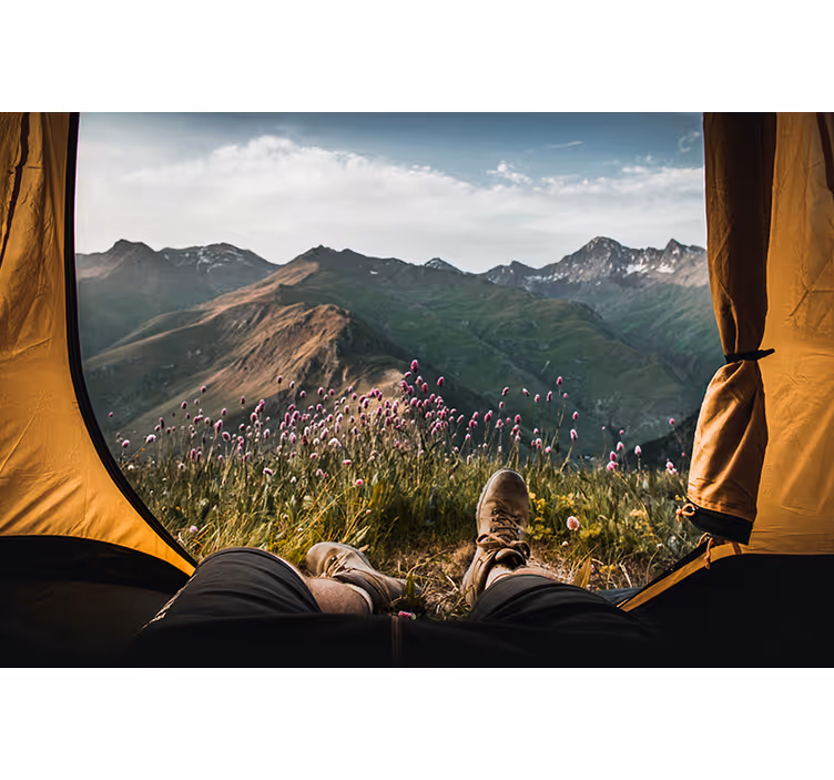 Papel pintado paisaje vista de montaña tranquila - TenVinilo
