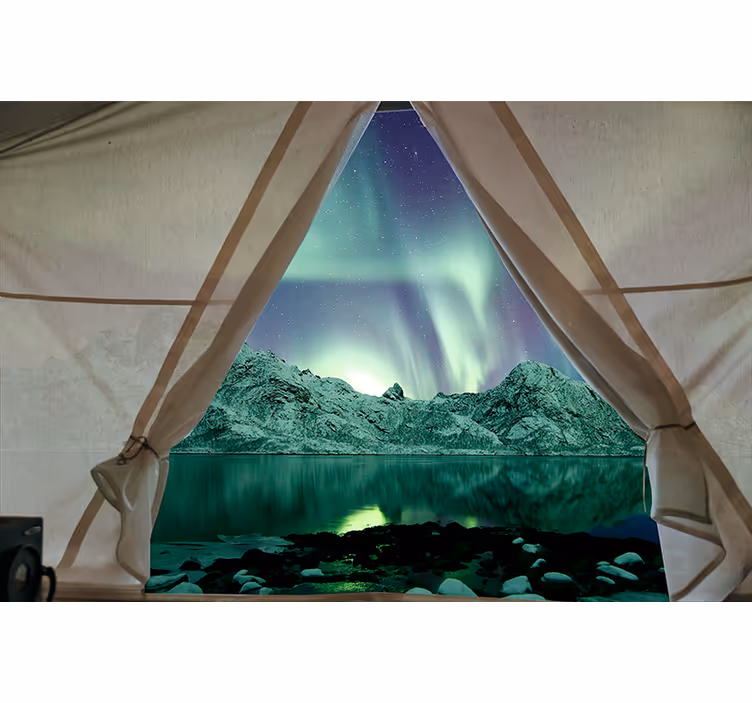 Papel pintado paisaje vista de la aurora boreal - TenVinilo