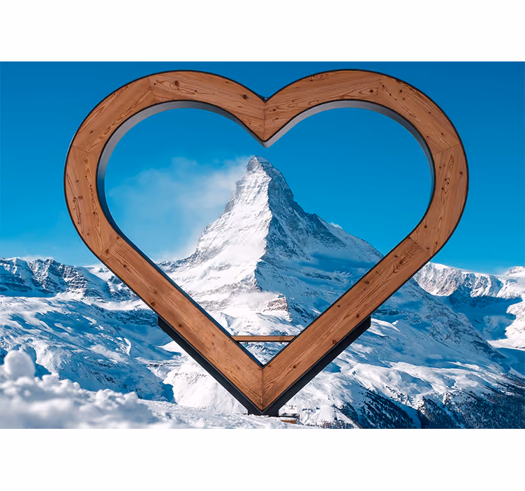 Fotomural de amor vista de montaña en forma de corazón - TenVinilo