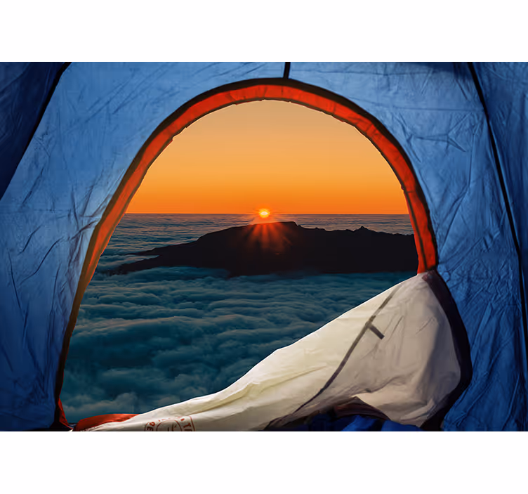 Papel pintado paisaje vista del crepúsculo en la montaña - TenVinilo