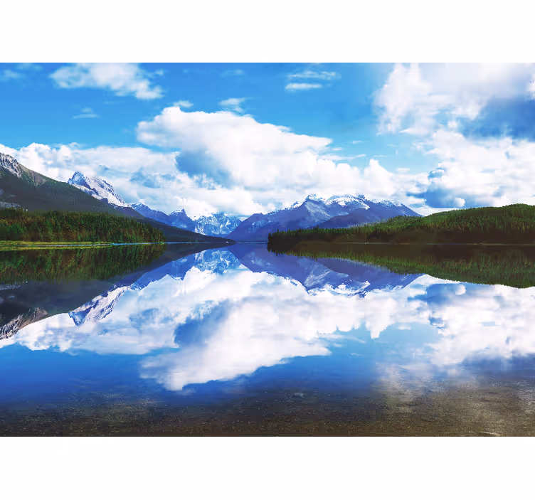 Papel pintado paisaje reflexión tranquila en la montaña - TenVinilo