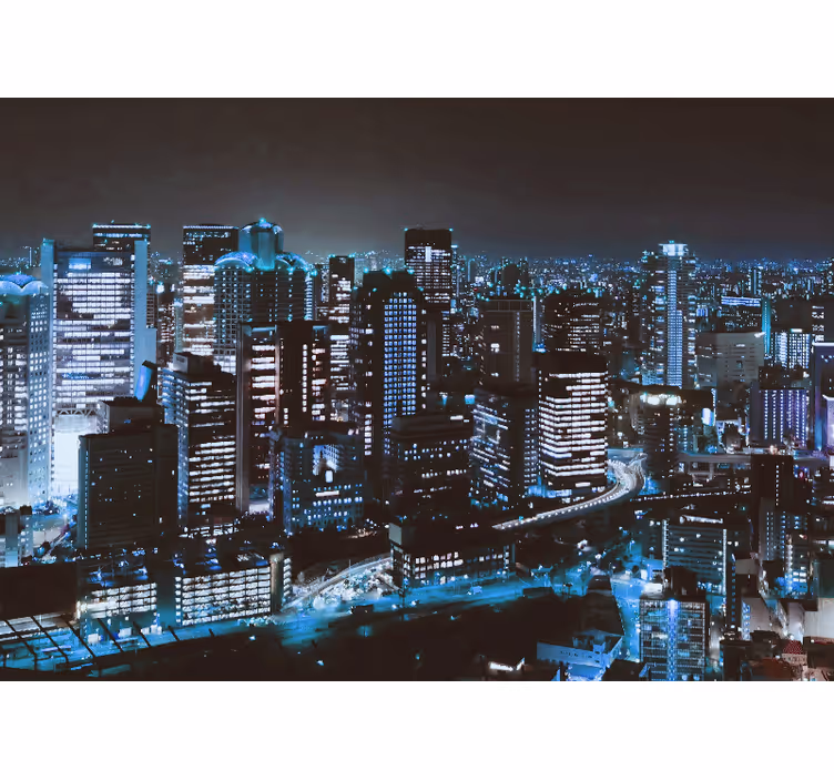 Fotomural ciudad skyline urbano nocturno - TenVinilo