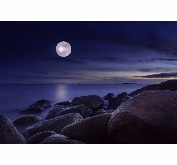 Fotomural cielo paisaje marino iluminado lunar - TenVinilo