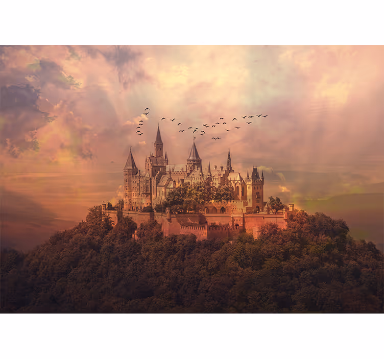 Fotomural fantasía castillo majestuoso paisaje - TenVinilo