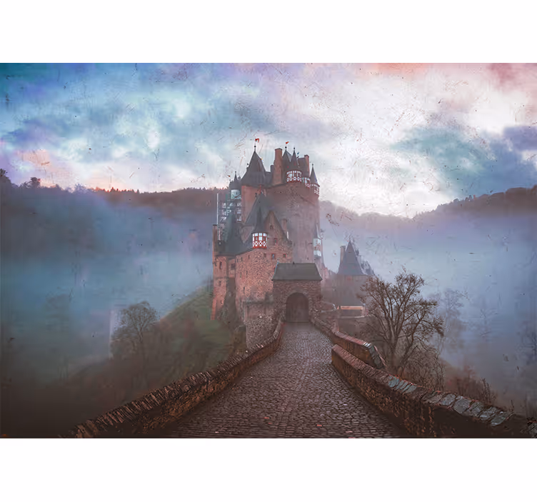 Fotomural ciudad paisaje de castillo místico - TenVinilo